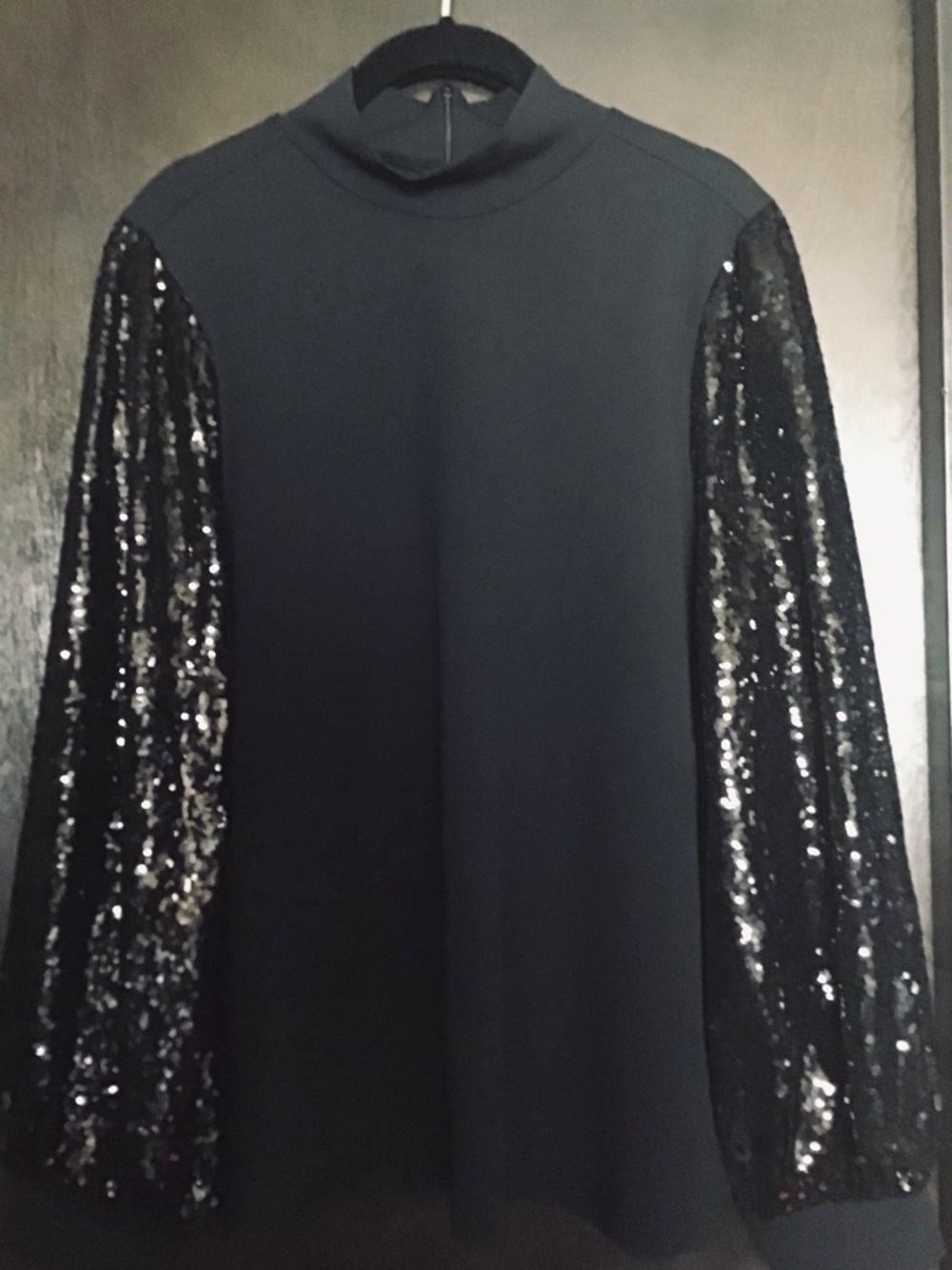 DG2 by Diane Gilman Black Top with Sequin Sleeves